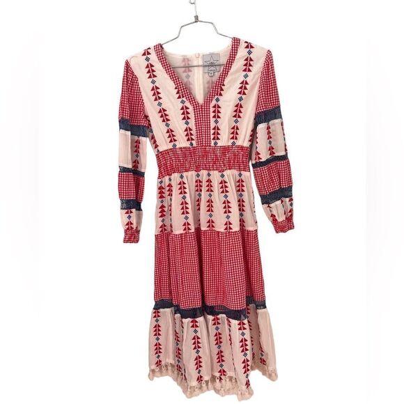 Area Stars Embroidered Sorrento V-Neck Dress XS - Picture 4 of 7